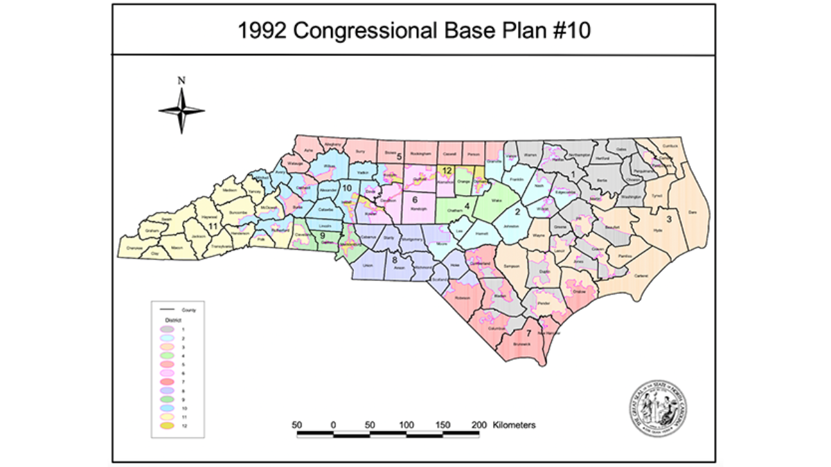 1992 Congressional Map from North Carolina Legislature Website